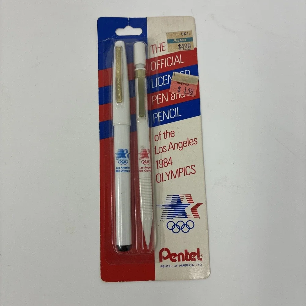 NOS 1984 Pentel Official Licensed Pen & Pencil Set Los Angeles Olympics SEALED